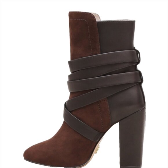 NWOB Pour La Victoire Bionda Ebony Brown Kid Suede Leather Boots
